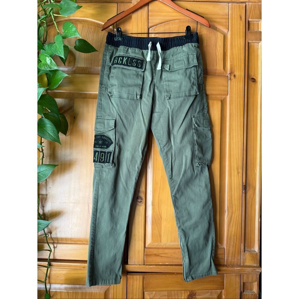 Young & Reckless Olive Cargo Jogger Pants Men’s SZ S – RCKLSS 491 Patch Streetwe